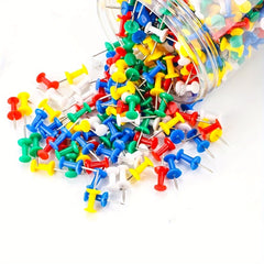 100pcs Multicolored Thumb Tacks with Plastic Storage Box