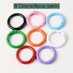 8pcs Round Buckle DIY Carabiner Keychain Bag Clips Hook For Bags Purses