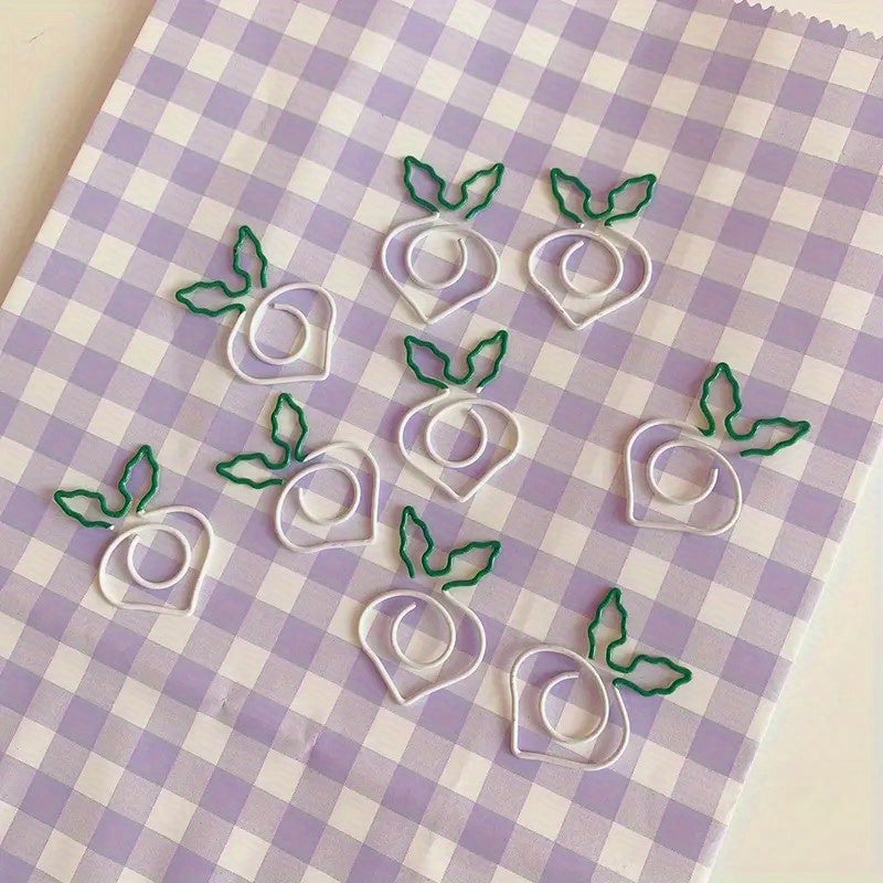 5pcs Radish Style Paper Clip Cartoon Memo Office Stationery