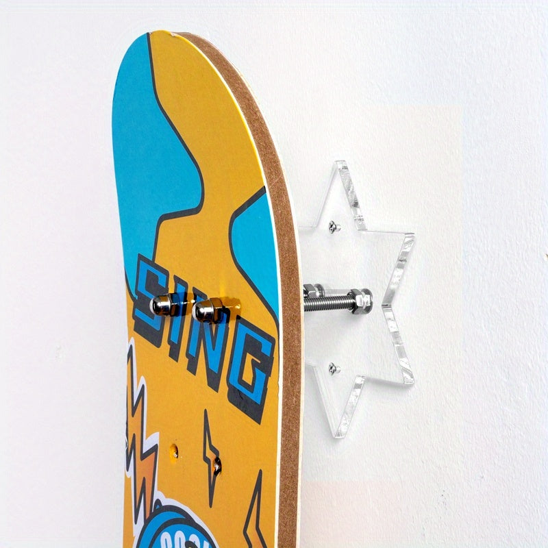 Wall Mounted Acrylic Skateboard Display Rack - Multiple Colors