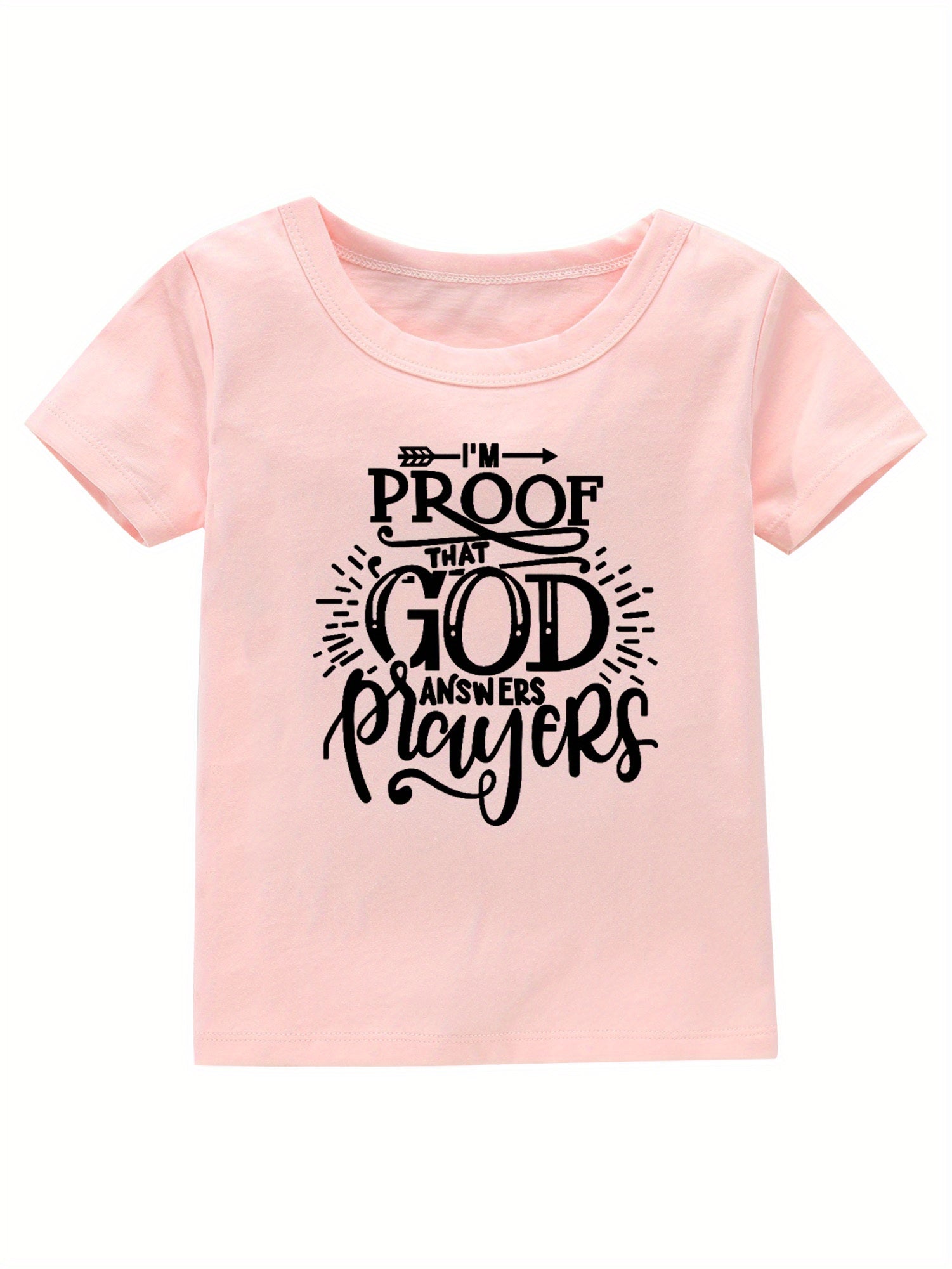 God Answers Prayers Print Girl's Cotton T shirt