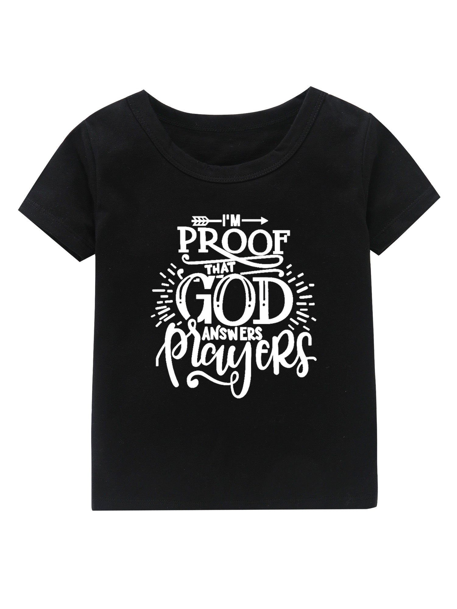 God Answers Prayers Print Girl's Cotton T shirt