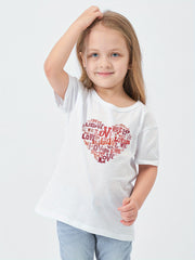 Love Heart Print Girl's Cotton T shirt for Summer