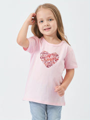 Love Heart Print Girl's Cotton T shirt for Summer