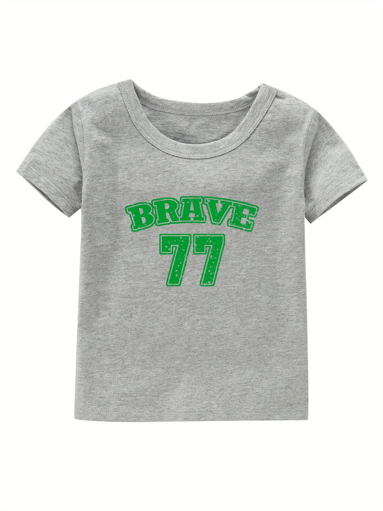 Brave 77 Print Girl's Cotton T shirt Casual Slight Stretch Tee