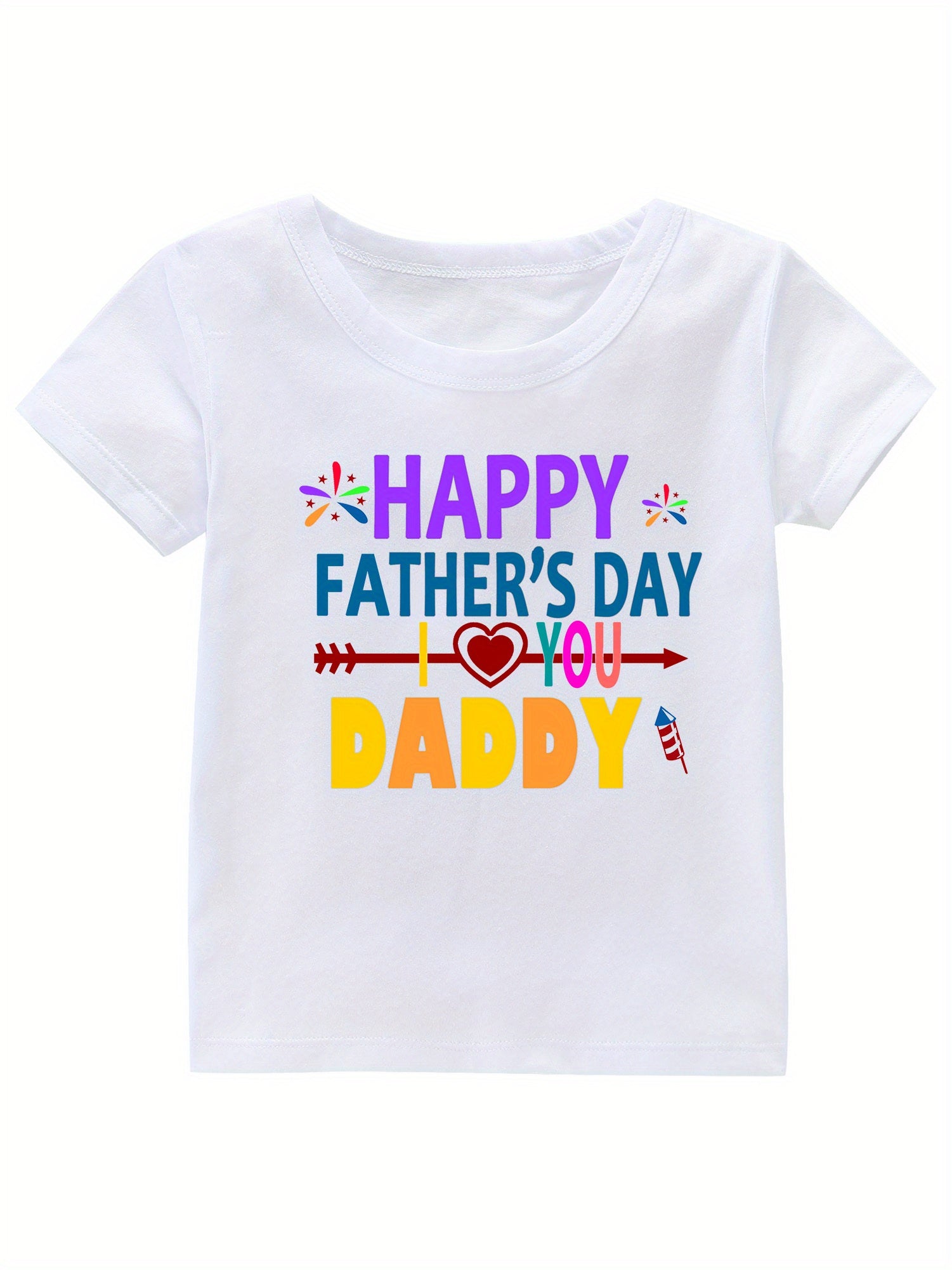 Father's Print Girl's Cotton T shirt Casual Tee For Summer