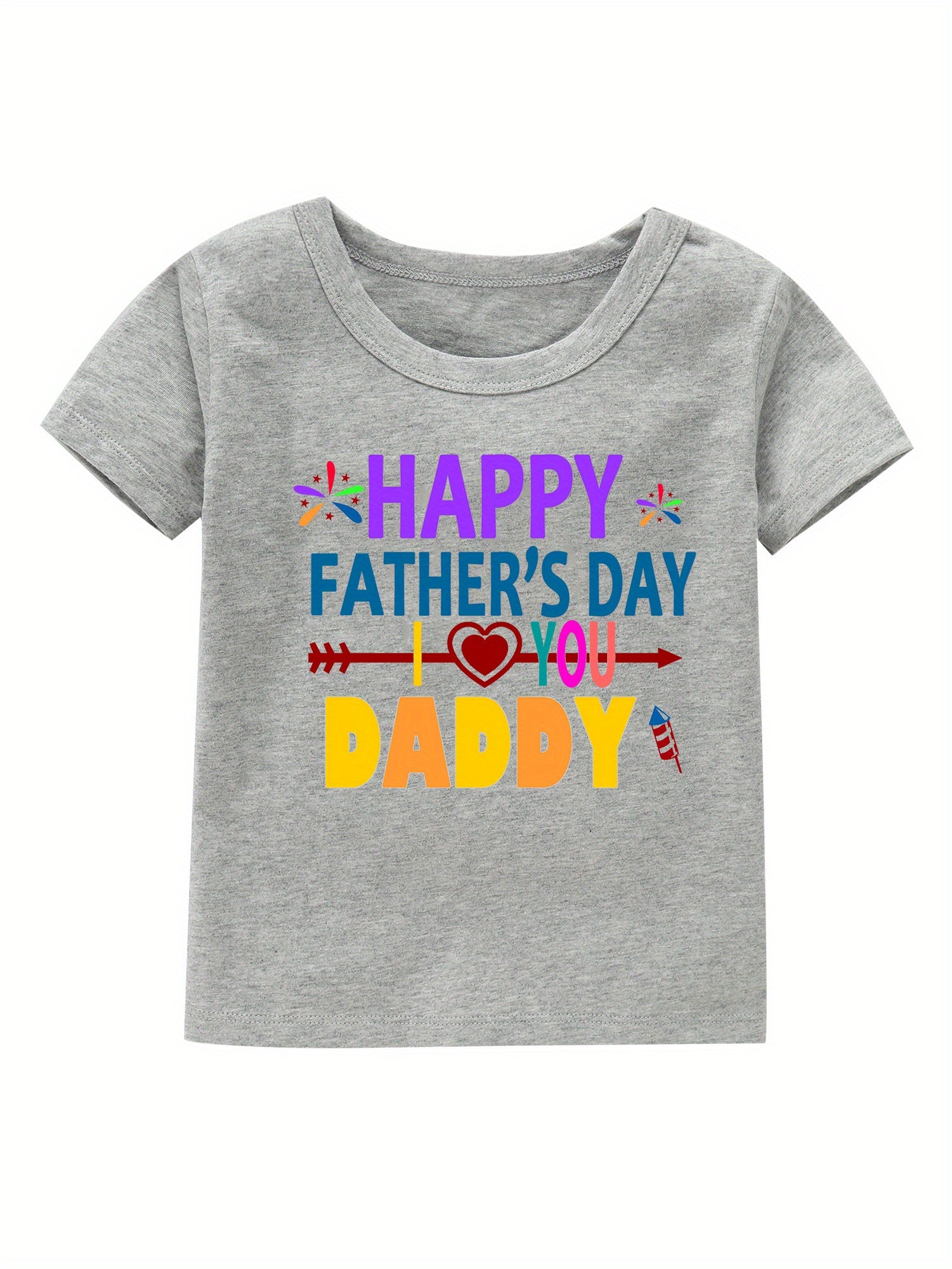 Father's Print Girl's Cotton T shirt Casual Tee For Summer