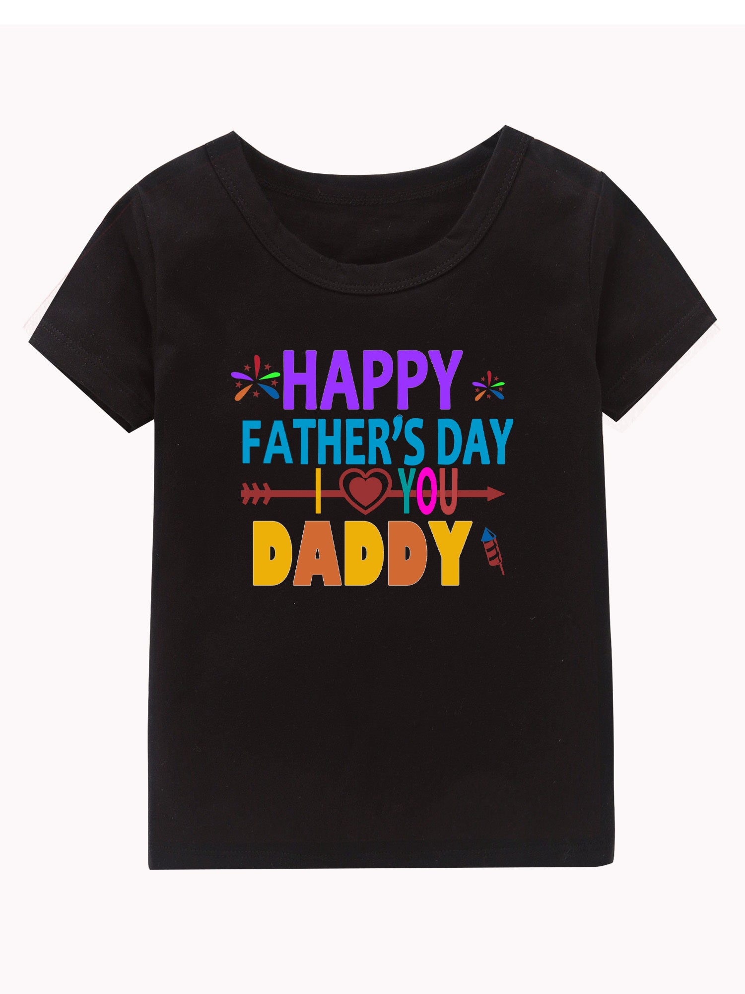 Father's Print Girl's Cotton T shirt Casual Tee For Summer