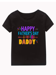 Father's Print Girl's Cotton T shirt Casual Tee For Summer