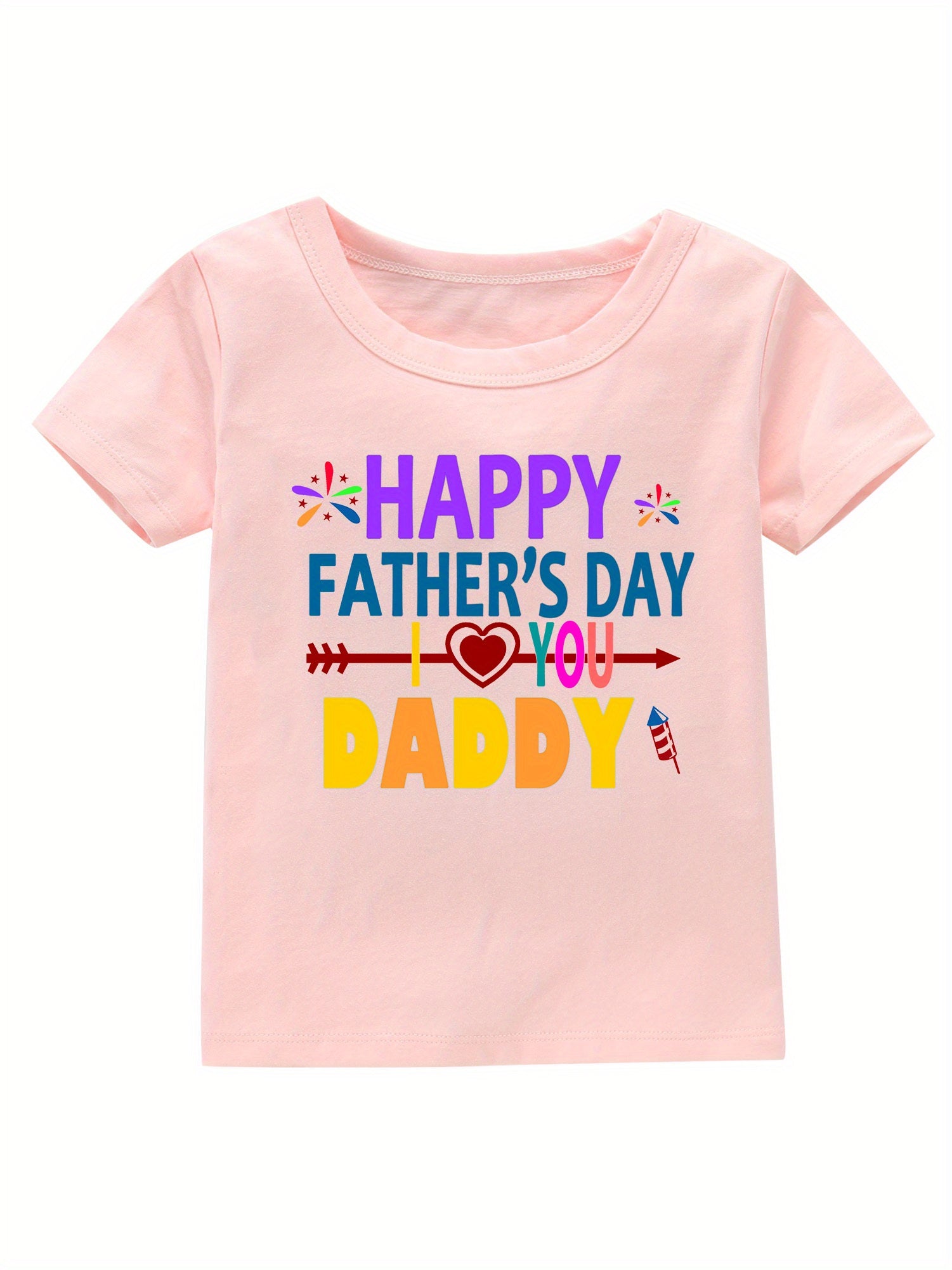 Father's Print Girl's Cotton T shirt Casual Tee For Summer