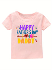 Father's Print Girl's Cotton T shirt Casual Tee For Summer