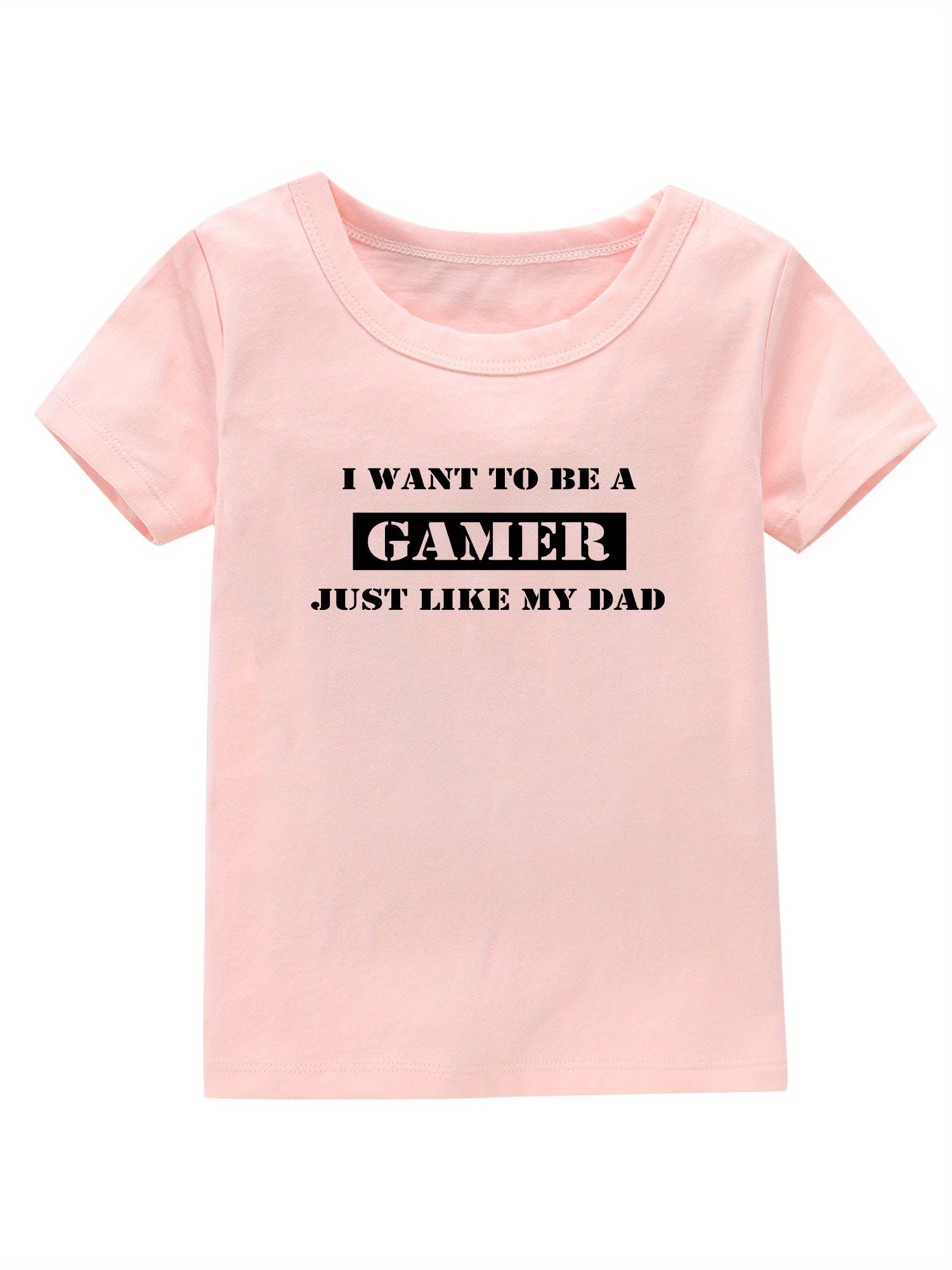 Gamer Print Girl's Cotton T shirt Casual Slight Stretch Tee