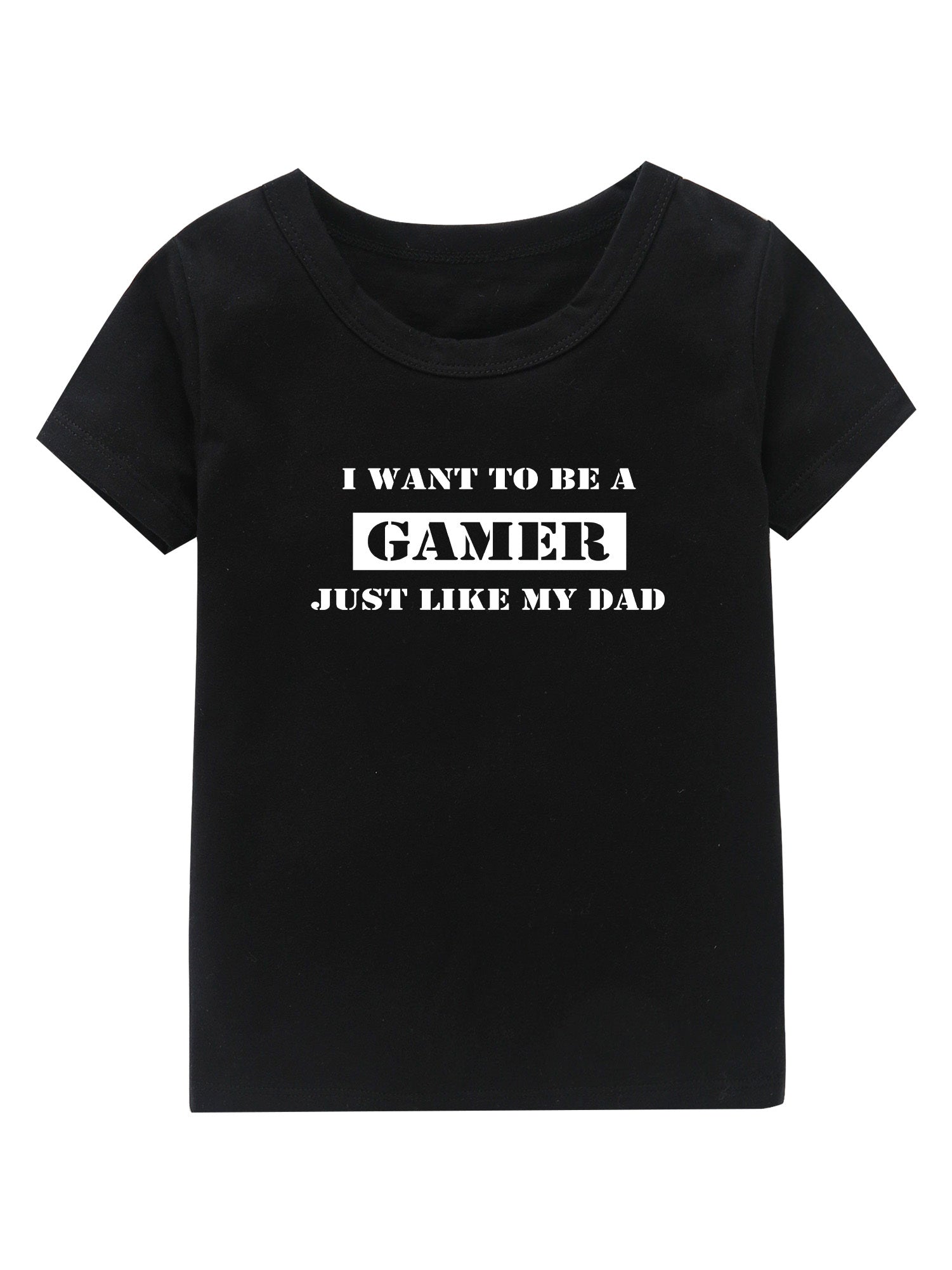Gamer Print Girl's Cotton T shirt Casual Slight Stretch Tee