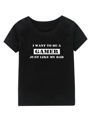 Gamer Print Girl's Cotton T shirt Casual Slight Stretch Tee