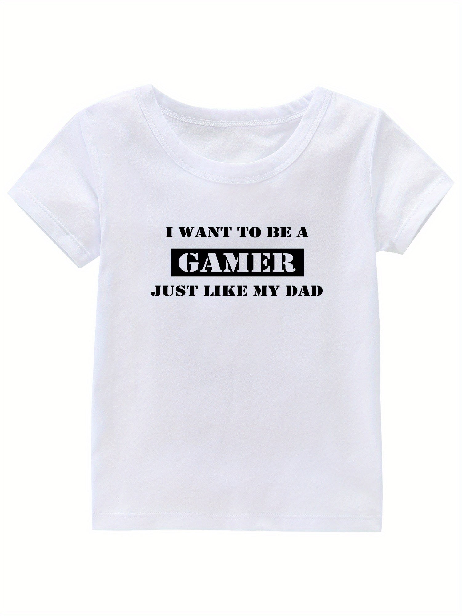 Gamer Print Girl's Cotton T shirt Casual Slight Stretch Tee