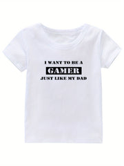 Gamer Print Girl's Cotton T shirt Casual Slight Stretch Tee