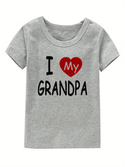 I Love My Grandpa Print Girl's Cotton T-shirt Summer Tee
