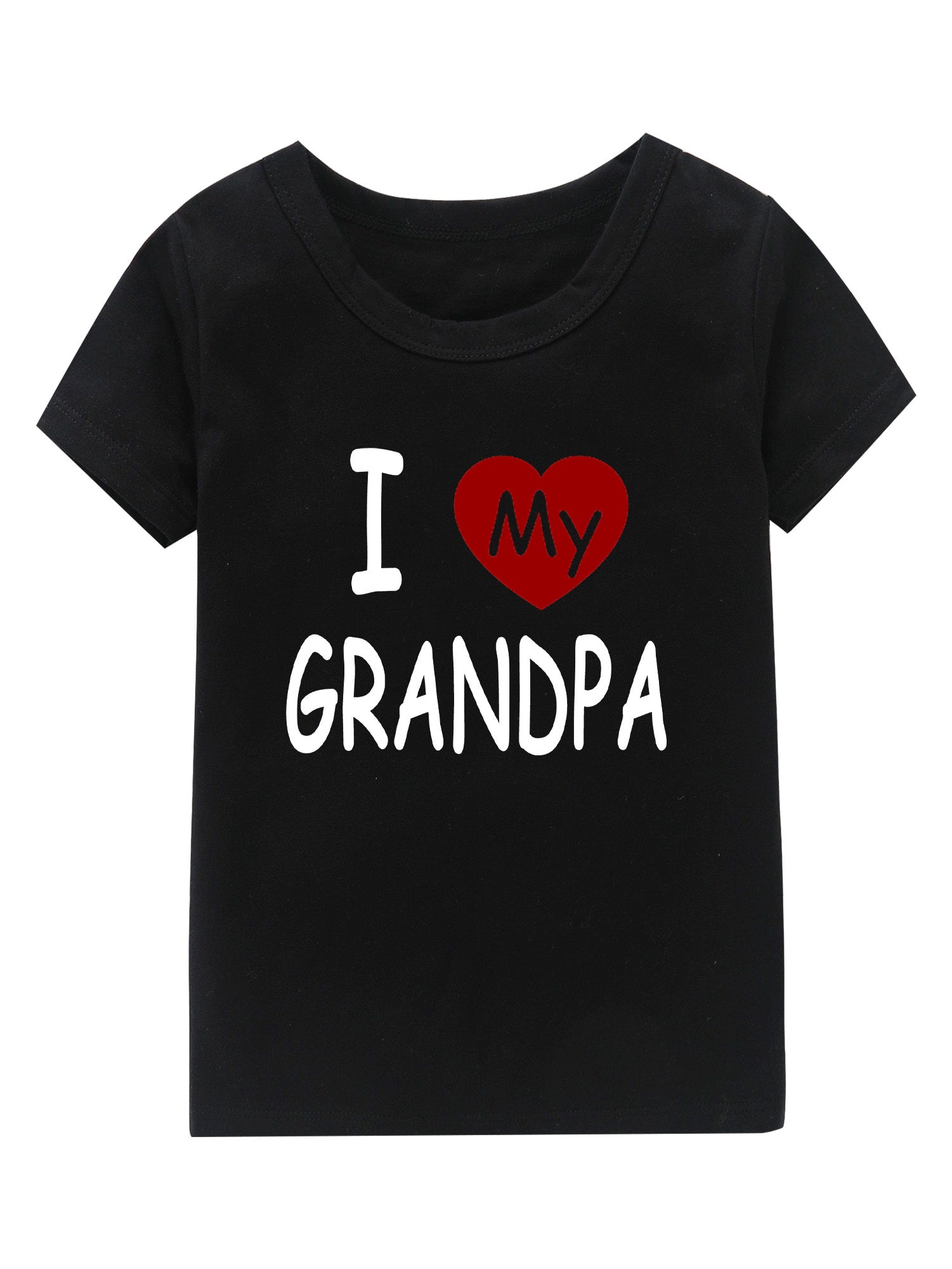 I Love My Grandpa Print Girl's Cotton T-shirt Summer Tee