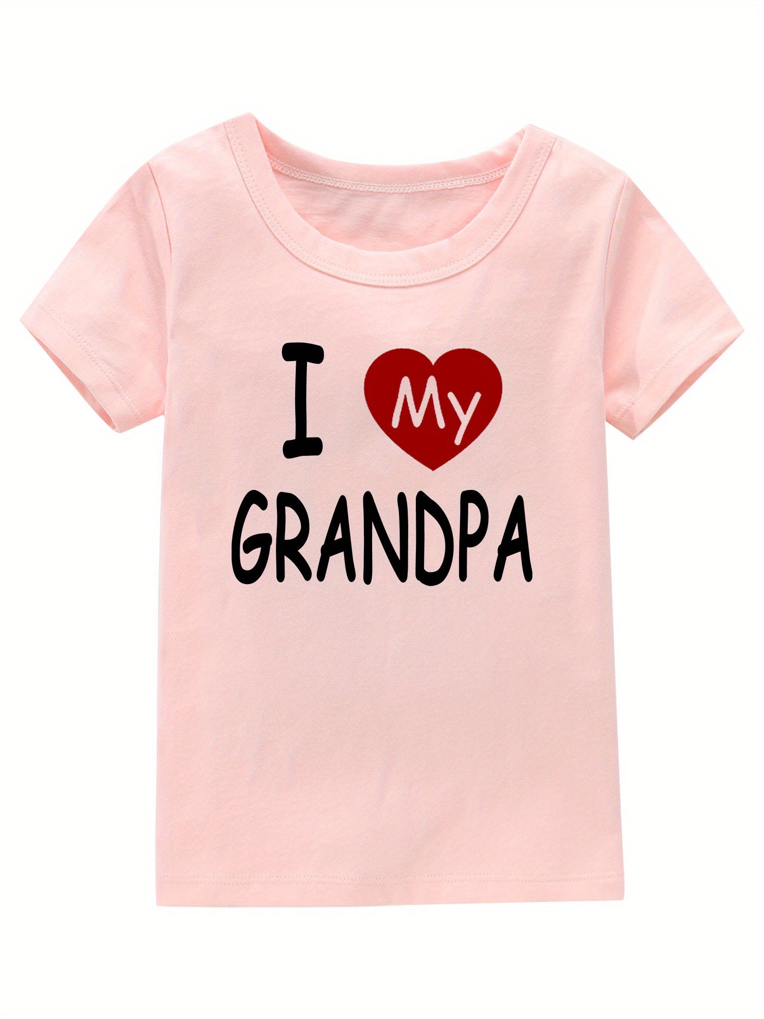 I Love My Grandpa Print Girl's Cotton T-shirt Summer Tee