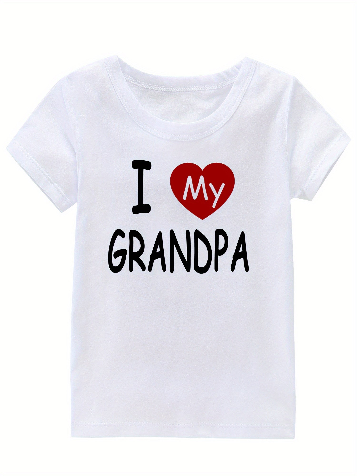 I Love My Grandpa Print Girl's Cotton T-shirt Summer Tee