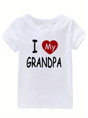 I Love My Grandpa Print Girl's Cotton T-shirt Summer Tee