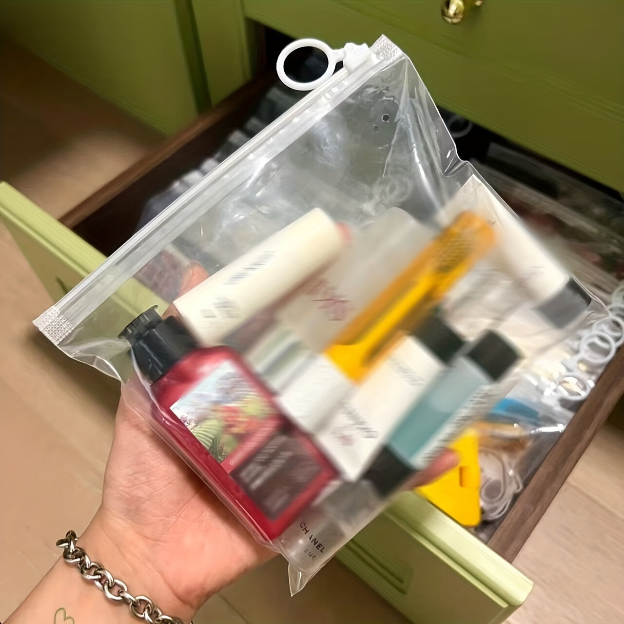 5pcs Thick Zipper Bag Stationery Travel Storage HD Transparent Sorting