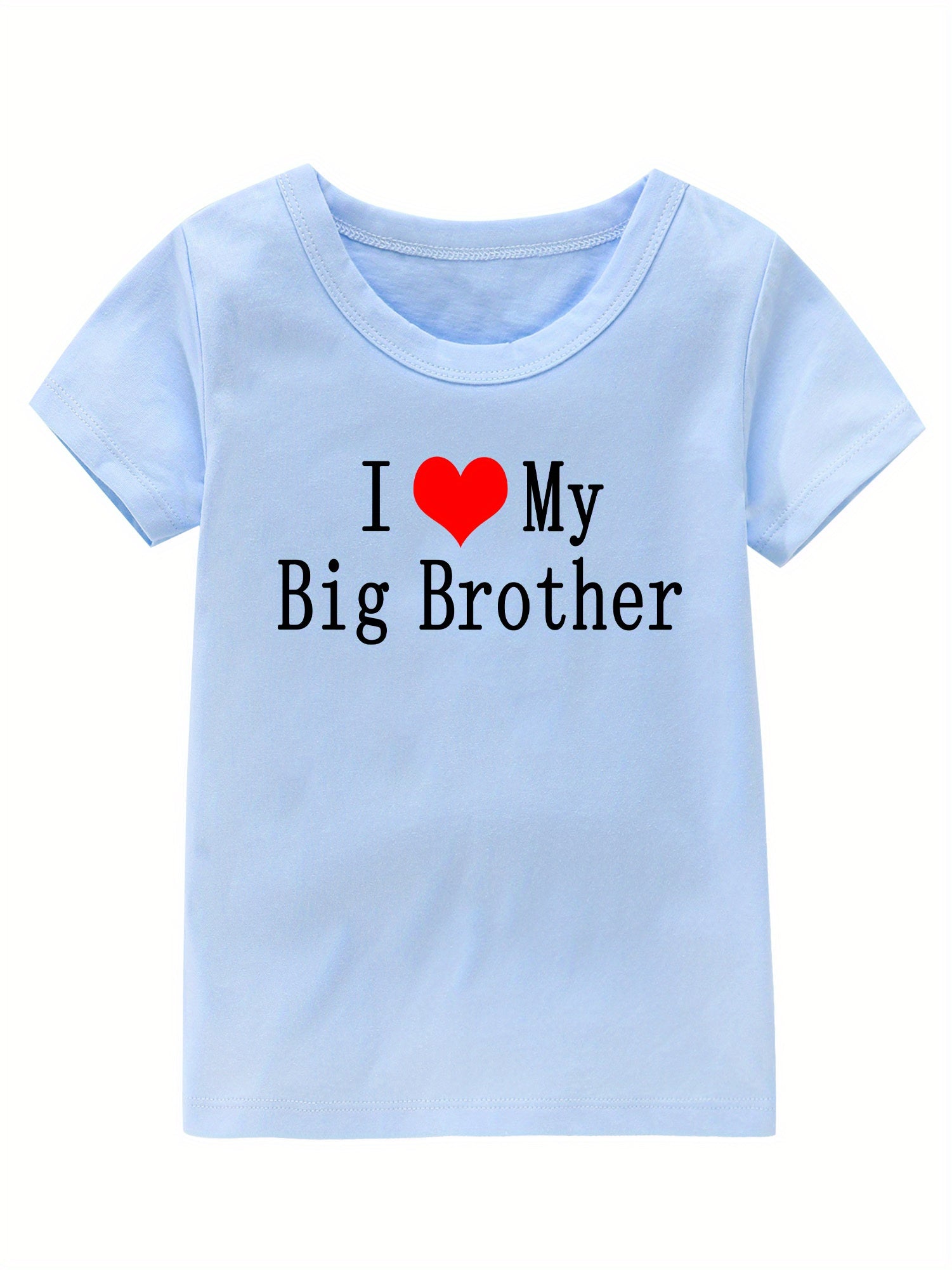 Girl's I Love My Big Brother Print Cotton T-shirt for Summer