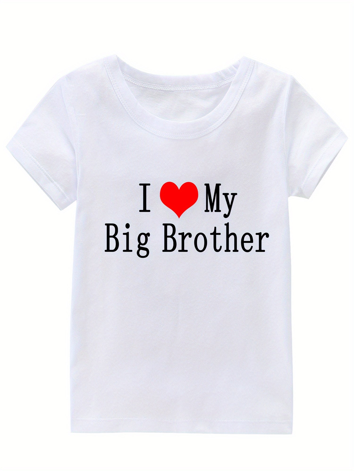 Girl's I Love My Big Brother Print Cotton T-shirt for Summer