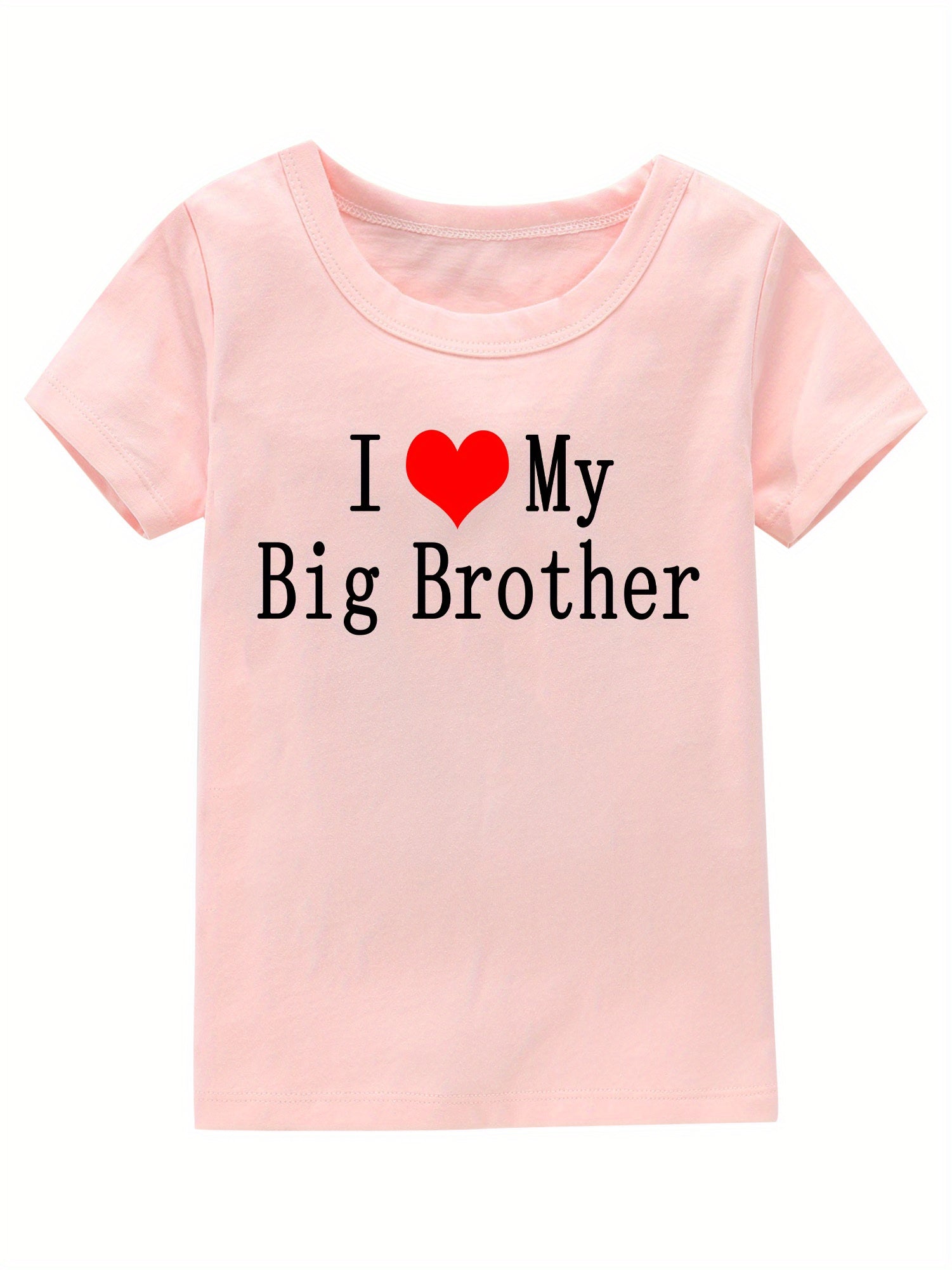 Girl's I Love My Big Brother Print Cotton T-shirt for Summer