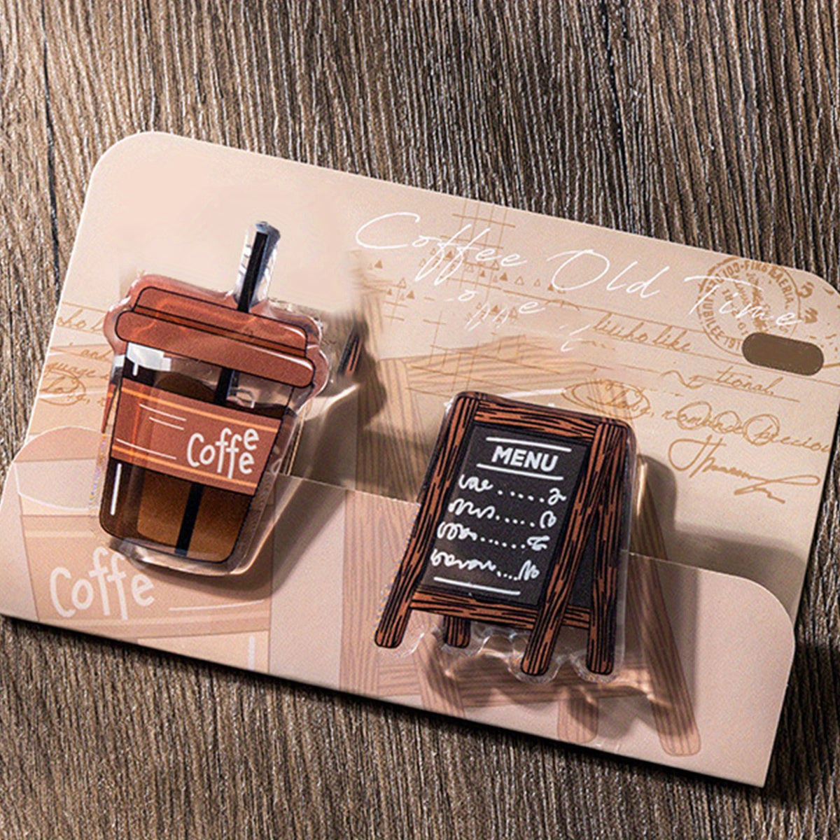 2pcs Coffee Series Binder Clips Acrylic Double Sided Clips