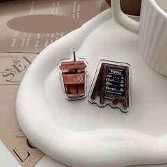 2pcs Coffee Series Binder Clips Acrylic Double Sided Clips