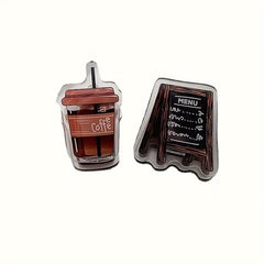 2pcs Coffee Series Binder Clips Acrylic Double Sided Clips