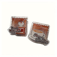 2pcs Coffee Series Binder Clips Acrylic Double Sided Clips