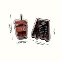 2pcs Coffee Series Binder Clips Acrylic Double Sided Clips