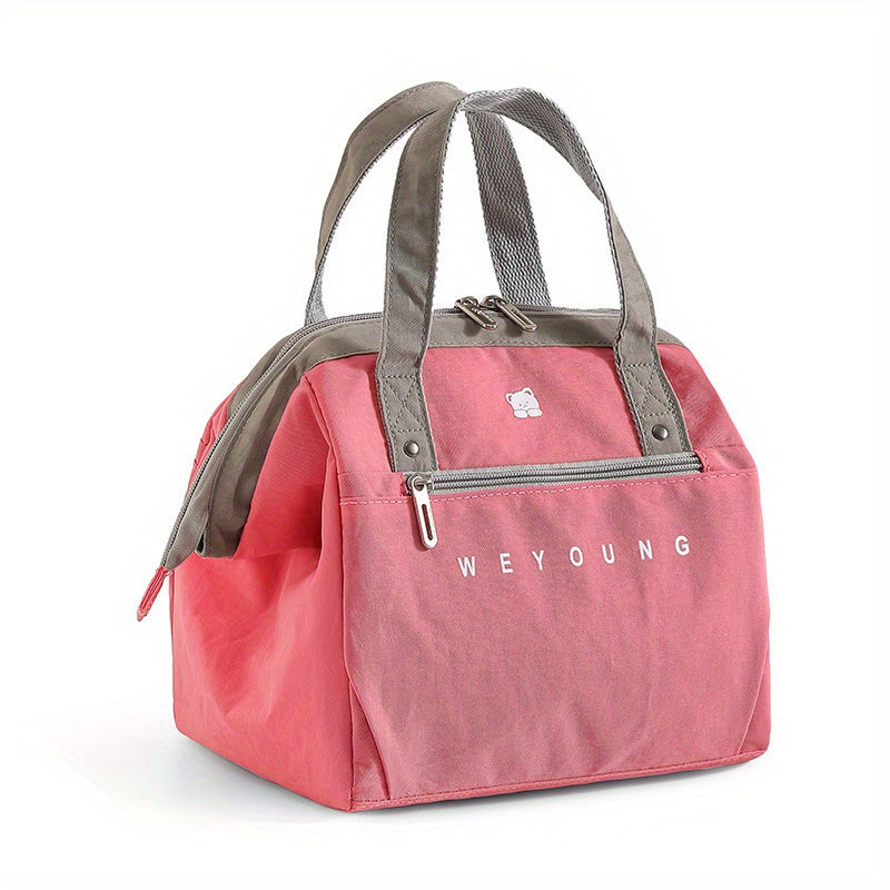 Bright Yellow Insulated Lunch Bag with Gray Handles