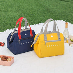 Bright Yellow Insulated Lunch Bag with Gray Handles