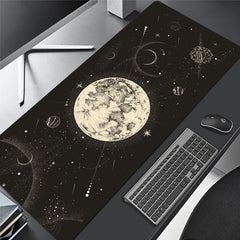 Starry Sky Moon Mouse Pad 35.4x15.7 Inch Non-Slip Rubber Base Mousepad
