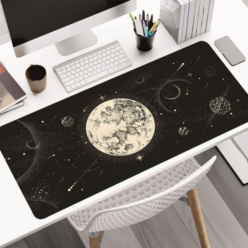 Starry Sky Moon Mouse Pad 35.4x15.7 Inch Non-Slip Rubber Base Mousepad