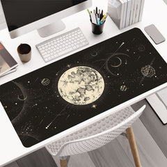 Starry Sky Moon Mouse Pad 35.4x15.7 Inch Non-Slip Rubber Base Mousepad