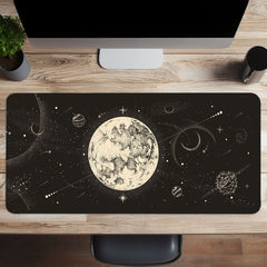Starry Sky Moon Mouse Pad 35.4x15.7 Inch Non-Slip Rubber Base Mousepad