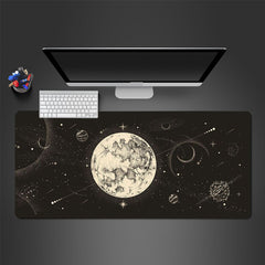 Starry Sky Moon Mouse Pad 35.4x15.7 Inch Non-Slip Rubber Base Mousepad
