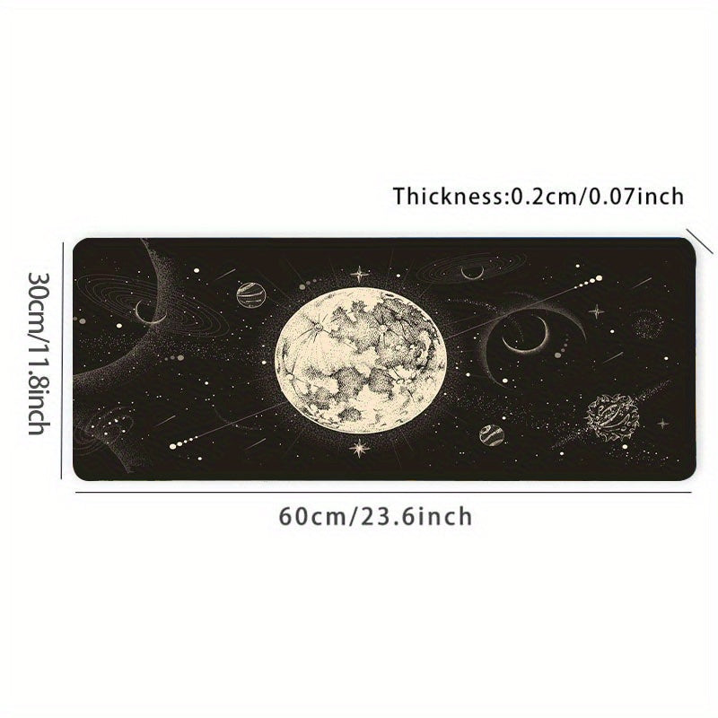 Starry Sky Moon Mouse Pad 35.4x15.7 Inch Non-Slip Rubber Base Mousepad
