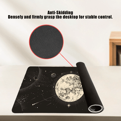 Starry Sky Moon Mouse Pad 35.4x15.7 Inch Non-Slip Rubber Base Mousepad