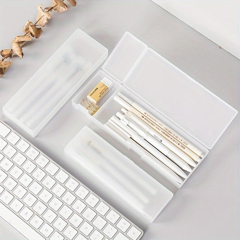 5pcs Transparent Pencil Case Organizer Frosted Pens Storage Box Back To School