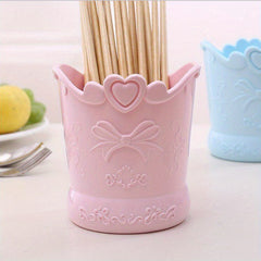 Bow Love Heart Shape Pen Holder Pink Bucket Desk Organizer Stationery