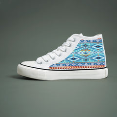 Ethnic Print Chunky Canvas Sneakers High Top Classic Skate Shoes