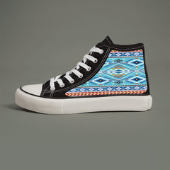 Ethnic Print Plush Lined Thermal Chunky Canvas Sneakers Flat Heighten