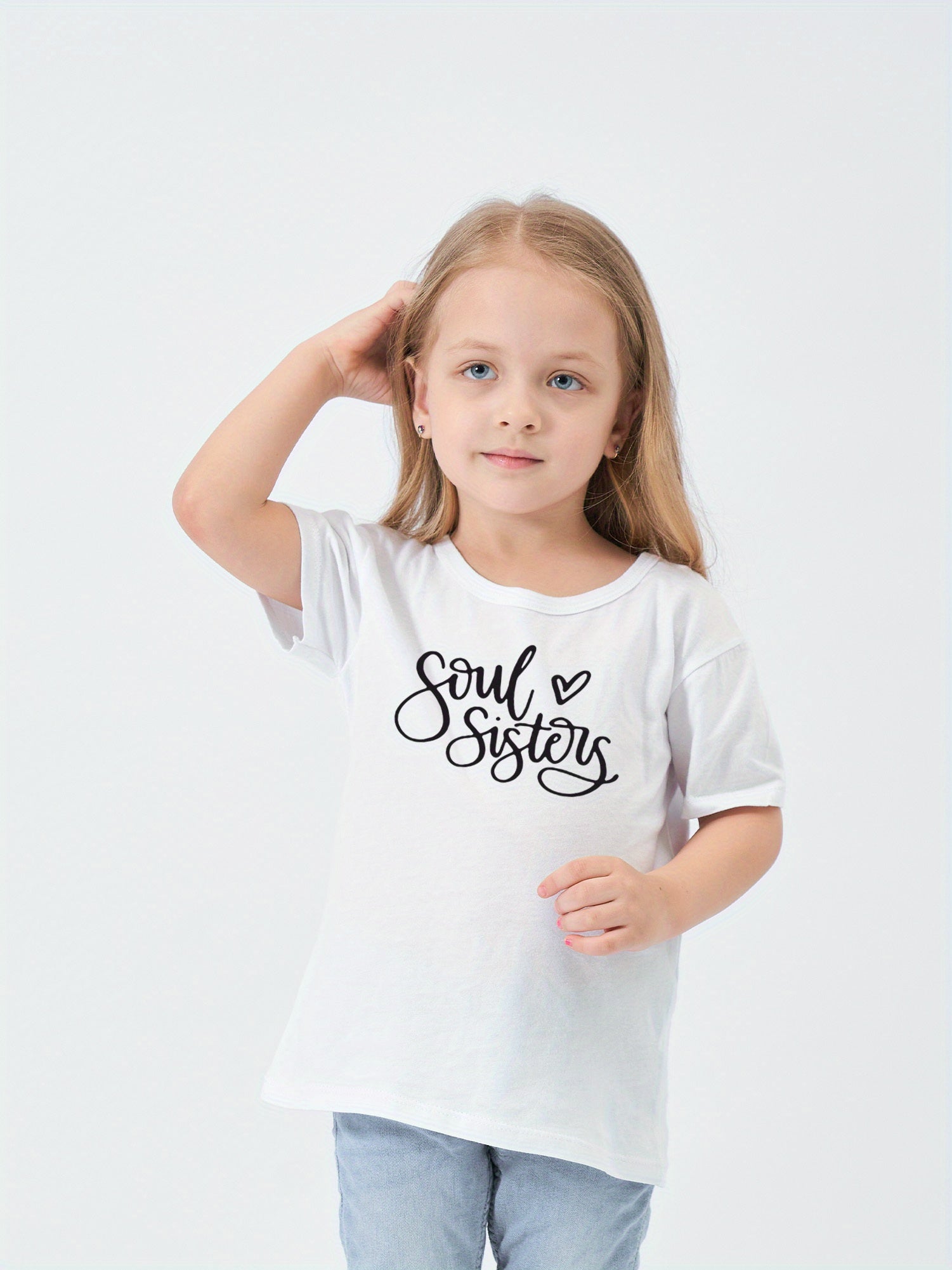 SOUL SISTER Print Short Sleeve T shirt For Girls