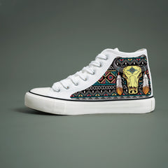 Cow Print Plush Lined Thermal Chunky Canvas Sneakers