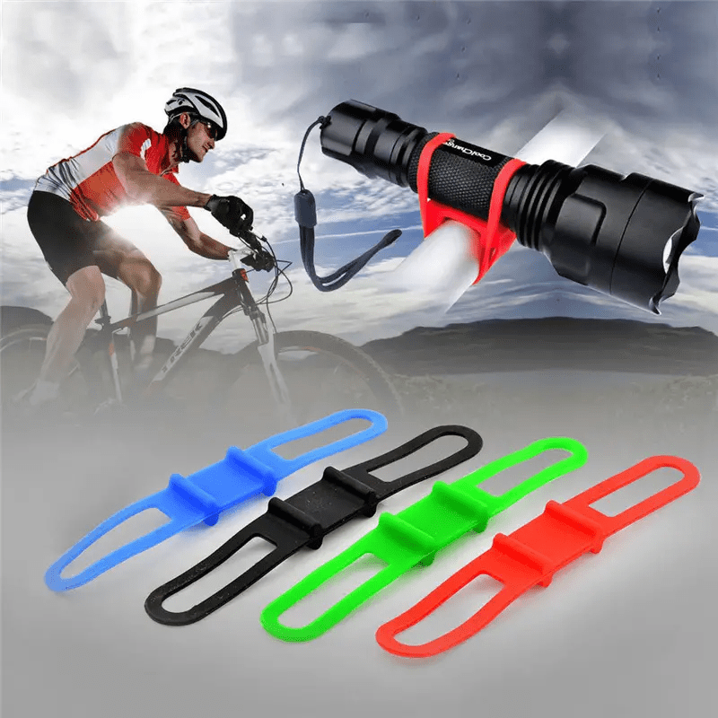 3pcs Bike Light Holder Handlebar Lamp Stand Silicone Strap Phone Elastic Tie